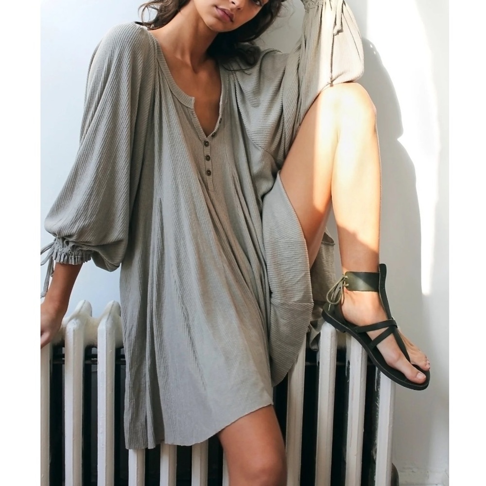 Free People Winter Sun Ribbed Oversized Tunic Top Size Small